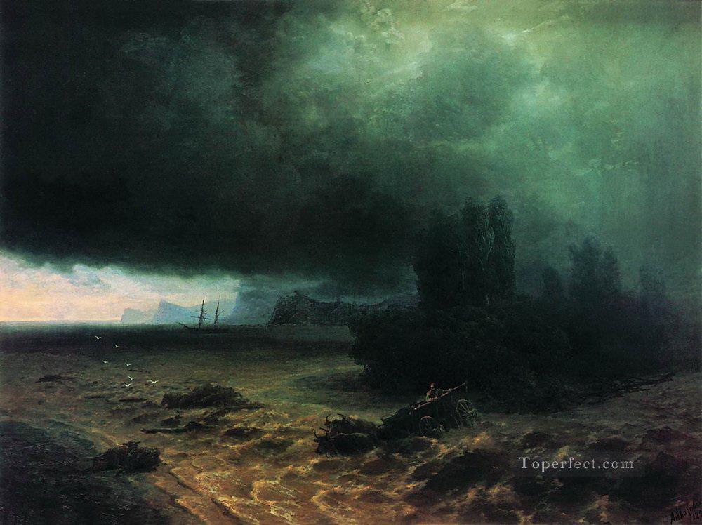 Aguacero en Sudak 1897 Romántico Ivan Aivazovsky ruso Pintura al óleo